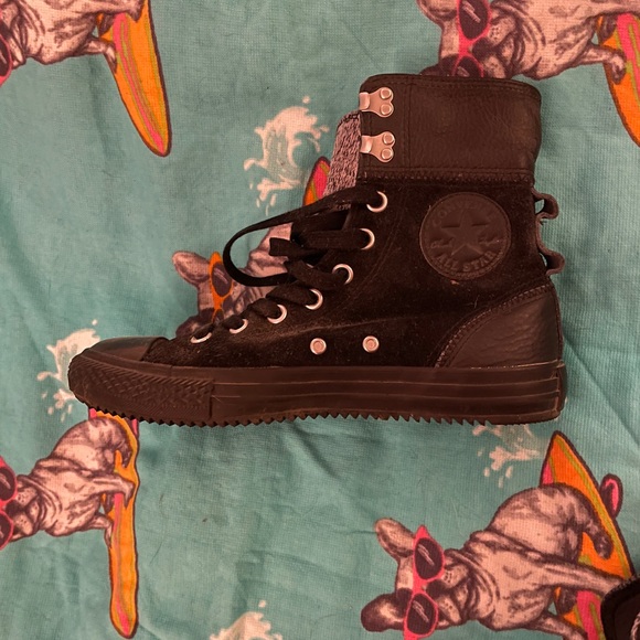 Black Suede High Top Converse All Stars - Picture 2 of 9